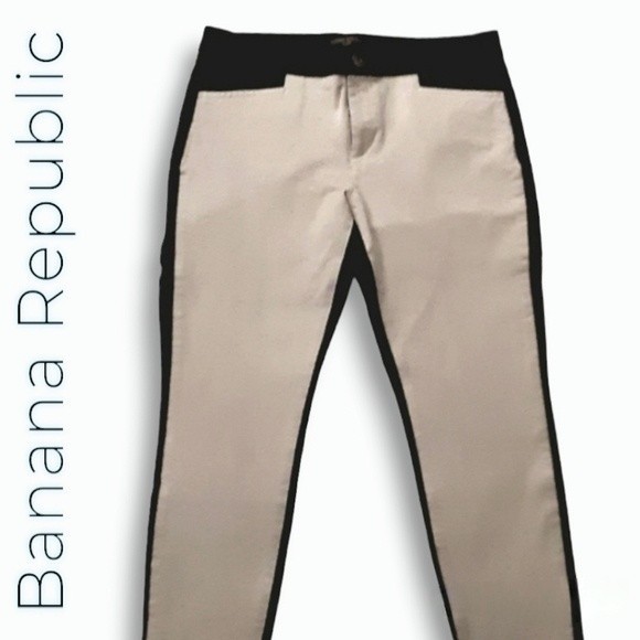 Banana Republic Sloan Fit Y2K Straight Leg Pants Khaki Front & Black Back, sz 4 - Picture 2 of 12